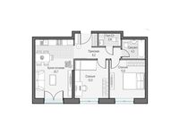 Планировка 2-комнатной квартиры, 60,06 м2