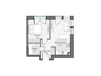 Планировка 1-комнатной квартиры, 35,38 м2