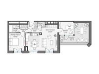 Планировка 3-комнатной квартиры, 75,54 м2