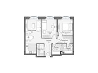 Планировка 2-комнатной квартиры, 72,48 м2