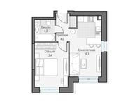 Планировка 1-комнатной квартиры, 37,68 м2