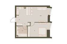 Планировка 2-комнатной квартиры, 42,5 м2