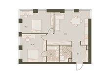 Планировка 3-комнатной квартиры, 73,3 м2