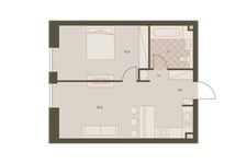 Планировка 2-комнатной квартиры, 45,8 м2