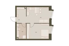Планировка 2-комнатной квартиры, 41,5 м2