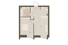 Планировка 2-комнатной квартиры, 42,6 м2