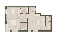 Планировка 3-комнатной квартиры, 70,4 м2