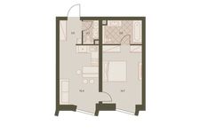 Планировка 2-комнатной квартиры, 42,1 м2