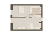 Планировка 2-комнатной квартиры, 45,6 м2