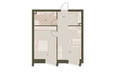 Планировка 2-комнатной квартиры, 42,6 м2