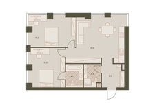 Планировка 3-комнатной квартиры, 72,9 м2