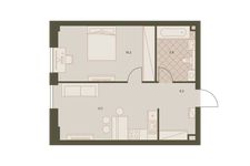 Планировка 2-комнатной квартиры, 45,9 м2