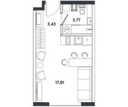Планировка 1-комнатной квартиры, 25,01 м2
