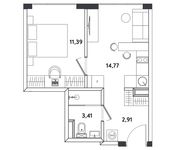 Планировка 2-комнатной квартиры, 32,48 м2