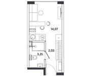 Планировка 1-комнатной квартиры, 19,35 м2