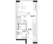 Планировка 1-комнатной квартиры, 19,22 м2