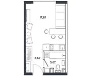 Планировка 1-комнатной квартиры, 25,1 м2