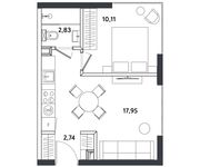 Планировка 2-комнатной квартиры, 33,63 м2