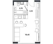 Планировка 1-комнатной квартиры, 26,35 м2