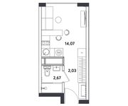 Планировка 1-комнатной квартиры, 18,77 м2