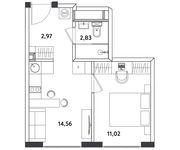 Планировка 2-комнатной квартиры, 31,38 м2