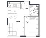 Планировка 2-комнатной квартиры, 36,28 м2