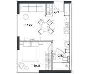 Планировка 2-комнатной квартиры, 33,1 м2