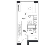Планировка 1-комнатной квартиры, 18,77 м2