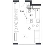Планировка 1-комнатной квартиры, 25,09 м2