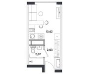 Планировка 1-комнатной квартиры, 18,32 м2