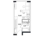 Планировка 1-комнатной квартиры, 18,32 м2