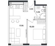 Планировка 2-комнатной квартиры, 33,84 м2