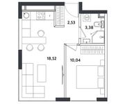 Планировка 2-комнатной квартиры, 34,47 м2