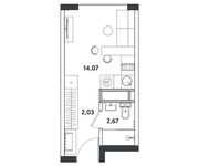 Планировка 1-комнатной квартиры, 18,77 м2