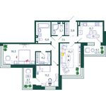 Планировка 3-комнатной квартиры, 87,1 м2