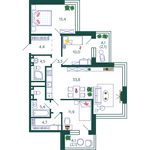 Планировка 3-комнатной квартиры, 97,6 м2