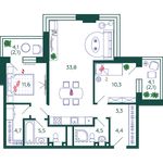 Планировка 2-комнатной квартиры, 82,3 м2