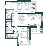 Планировка 2-комнатной квартиры, 85,1 м2