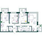 Планировка 3-комнатной квартиры, 98,9 м2