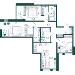 Планировка 3-комнатной квартиры, 97,5 м2