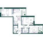 Планировка 3-комнатной квартиры, 83,7 м2