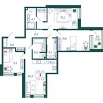 Планировка 3-комнатной квартиры, 97,5 м2