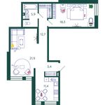 Планировка 2-комнатной квартиры, 73,6 м2