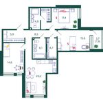 Планировка 3-комнатной квартиры, 99,7 м2