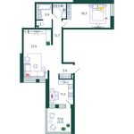 Планировка 2-комнатной квартиры, 76,8 м2