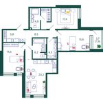 Планировка 3-комнатной квартиры, 99,5 м2