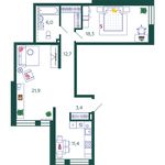 Планировка 2-комнатной квартиры, 73,7 м2