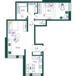 Планировка 2-комнатной квартиры, 75,6 м2