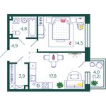 Планировка 1-комнатной квартиры, 47,1 м2