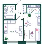 Планировка 1-комнатной квартиры, 39,4 м2